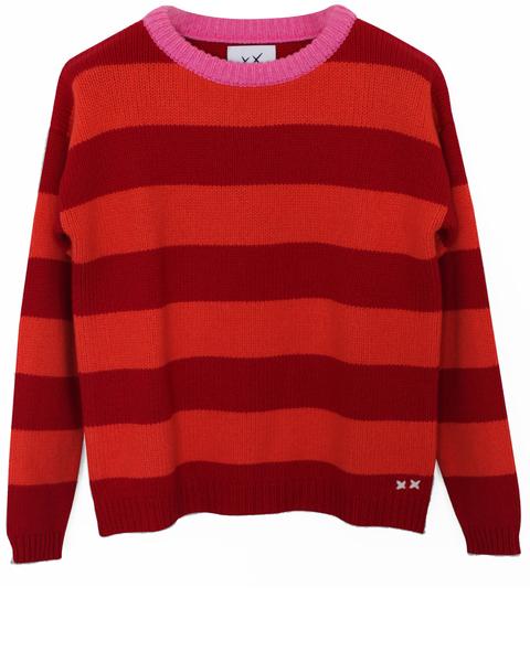 Stripe Oversized Crew | Pink/Orange Stripe