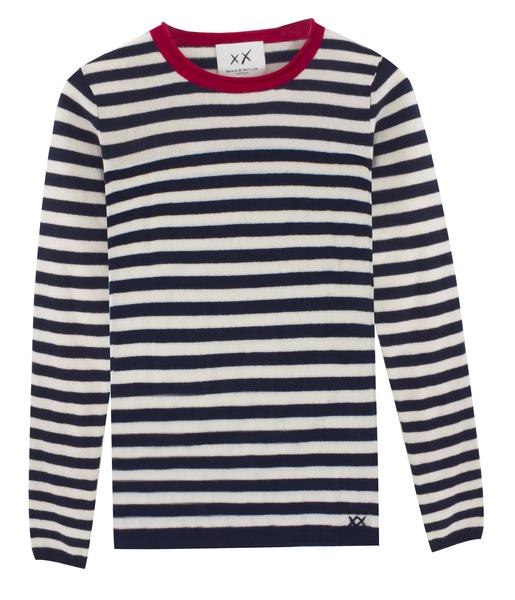 Stripe Surfer Crew Neck Sweater | Navy/Ivory/Red